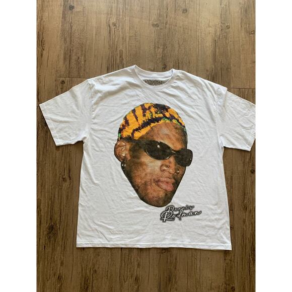 Dennis Rodman “Large Face” T-Shirt White Rodman Label (L Fits XL) - Picture 1 of 4